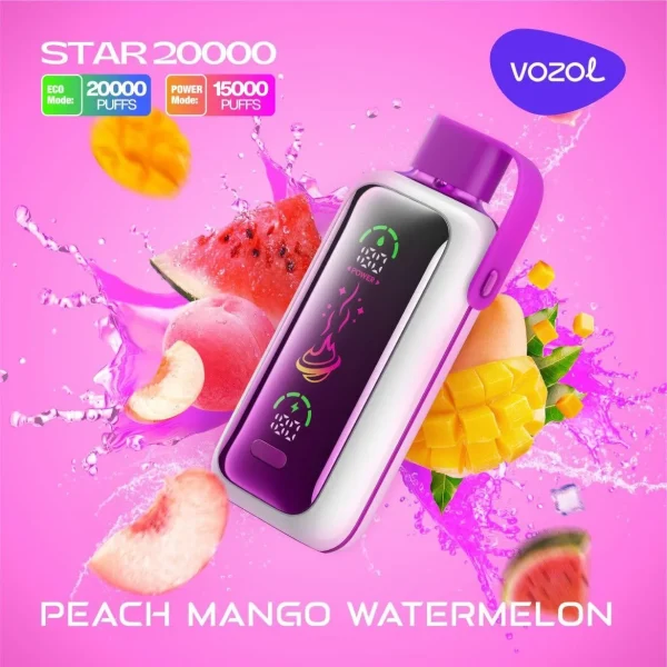 Vozol Peach Mango Watermelon Vozol Vista 20000 Puffs Disposables Vape Peach Mango Watermelon